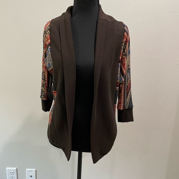 NWT Tea n Rose brown western open cardigan Medium - Picture 1 of 5